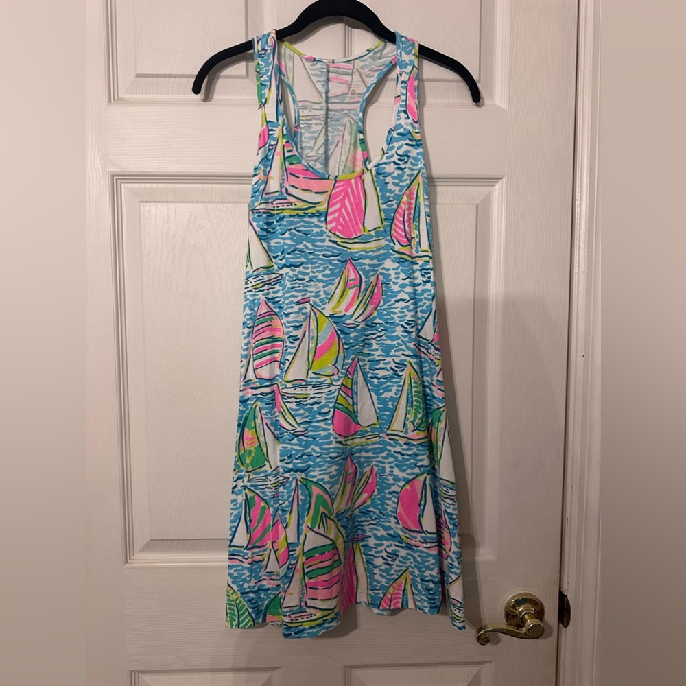 Lilly Pulitzer You Gotta Regatta Sailboat Neon Melle Racerback Dress